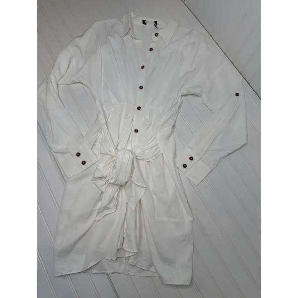 NWOT Lulus Charming Confidence White Collared Button-Up Mini Dress Size Large - Image 7