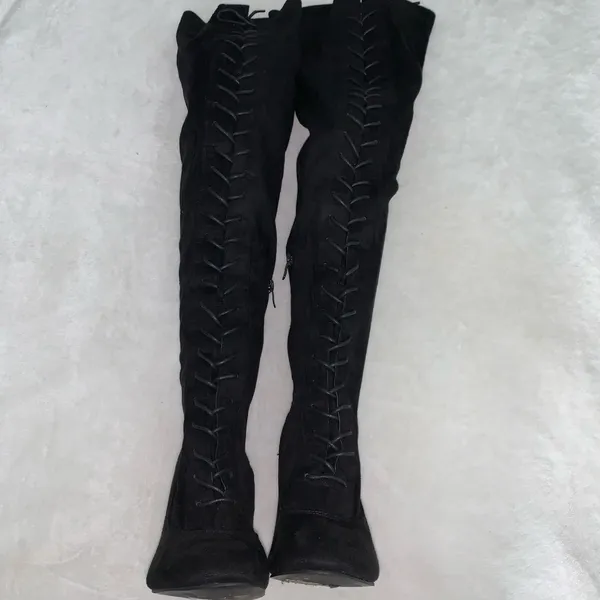 Rampage Womens Knee Hi Boots Black Over Knee Adjustable Strap size 9 - Image 3