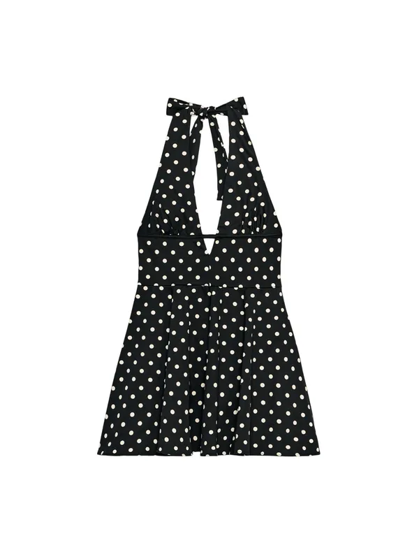 ZARA Black Polka Dot Halter Mini Dress - Women's Summer Dress - Image 11