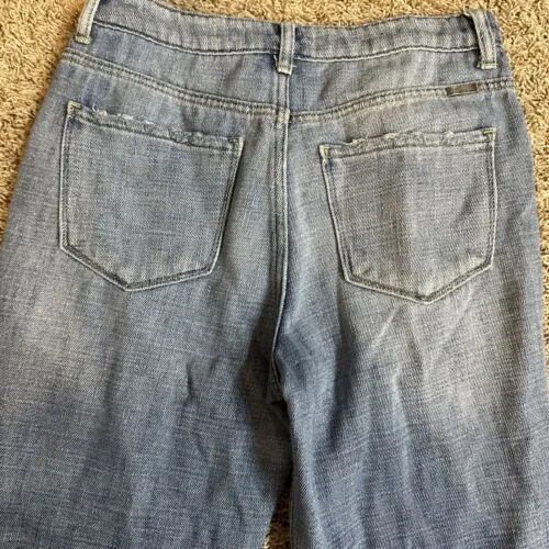 KanCan Jeans Women Size 7/27 Blue Light Wash High‎ Rise Straight Stretch Raw Hem - Image 5