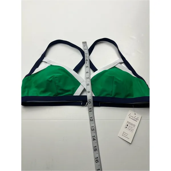 CUPSHE Kelly Green Navy Colorblock Keyhole Cross-Back‎ Bikini Swim Top Large NEW - Image 9