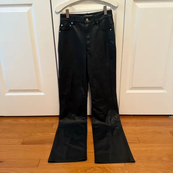 Zara Faux Leather Wide Leg Pants in Black - Image 2