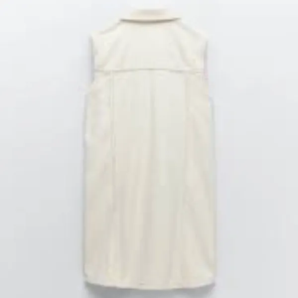 Zara NWT Denim Dress with Topstitching - Vanilla. Size XS! - Image 2
