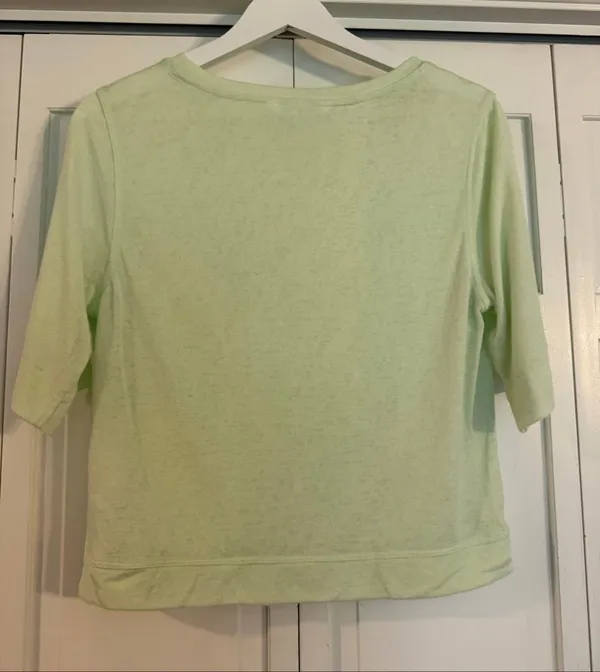 Athleta easy breeze serene neon green linen blend tshirt size xxs - Image 6