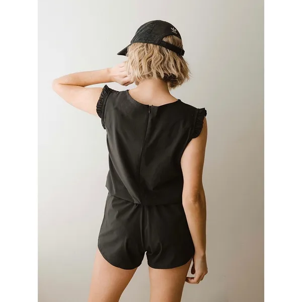 Albion Fit Black Ruffle Sleeve Active Lounge Romper Sz.M - Image 3