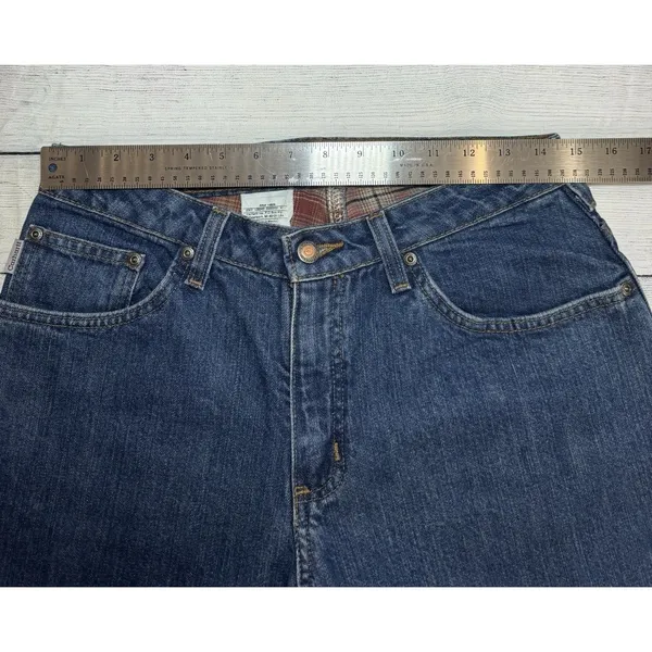 Carhartt Flannel Lined Straight Leg Jeans Womens Size 8X 30 Blue Denim - Image 7