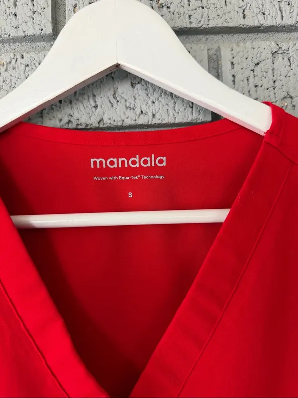 Mandala 6 Pocket Scrub Top Bright Red Women's Size Small - Image 3