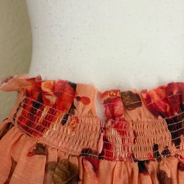 ZIMMERMANN Luminosity Flip SKIRT linen and silk blend gauze‎ Sz 2 Med Frayed - Image 4