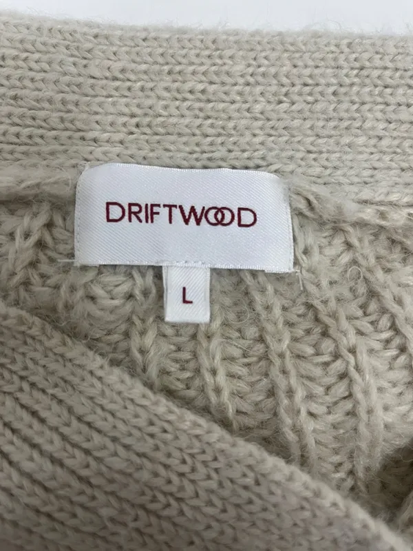DRIFTWOOD Beige Open-Knit Button-Front Cardigan Size Large - Image 3