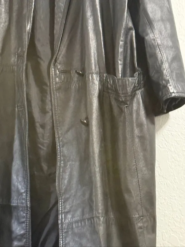 VTG General Clothing Co 100% Genuine Leather Trench Coat Women’s Size L - Image 2