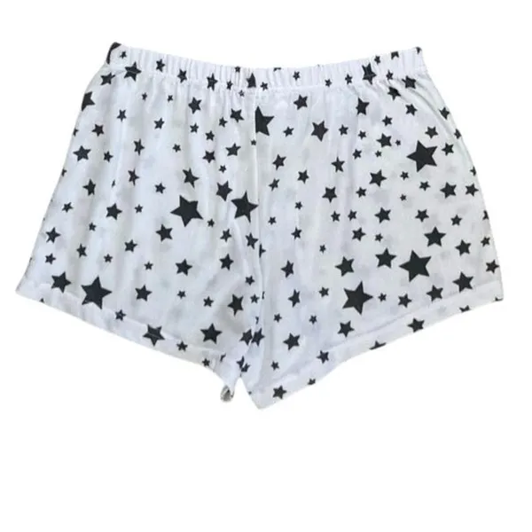 Boutique Long Sleeve Crew Neck Top & Shorts Set White & Navy Blue Star Print Size Medium - Image 6