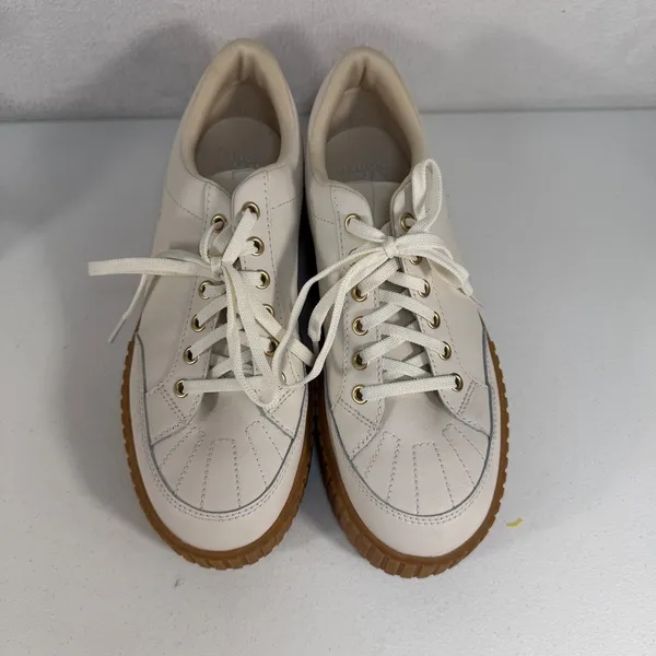 Sorel 10.5 Ona Ave Low Court Sneaker Platform Leather Sporty Chalk Gum Sole Shoe - Image 5