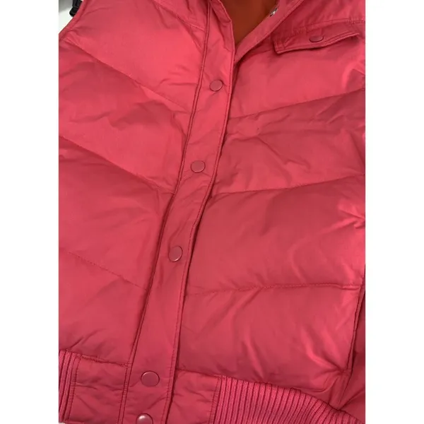 GAP Womens Large Pink Puffer Vest Full Zip‎ Pockets Big Snap Cinched Waist - Image 7