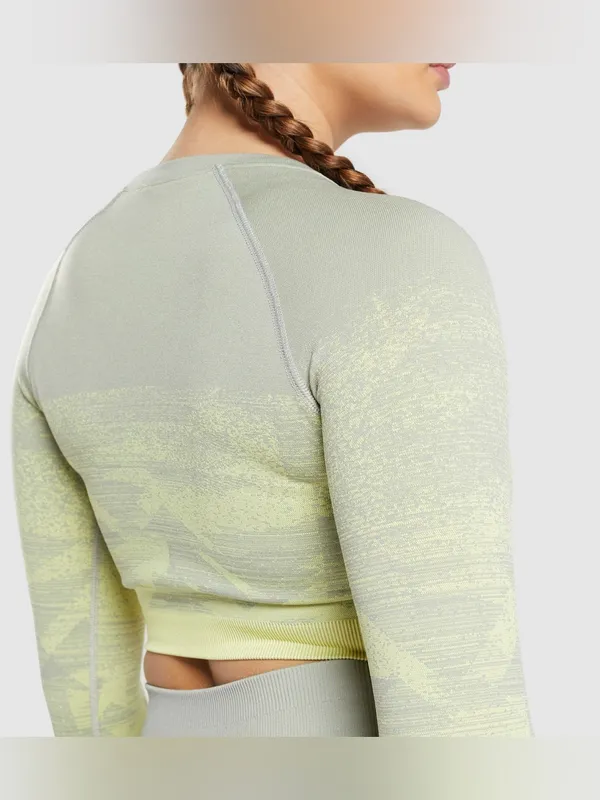 Gymshark Adapt Ombre Seamless Long Sleeve Top in Sage and Light Yellow Sz Small - Image 3