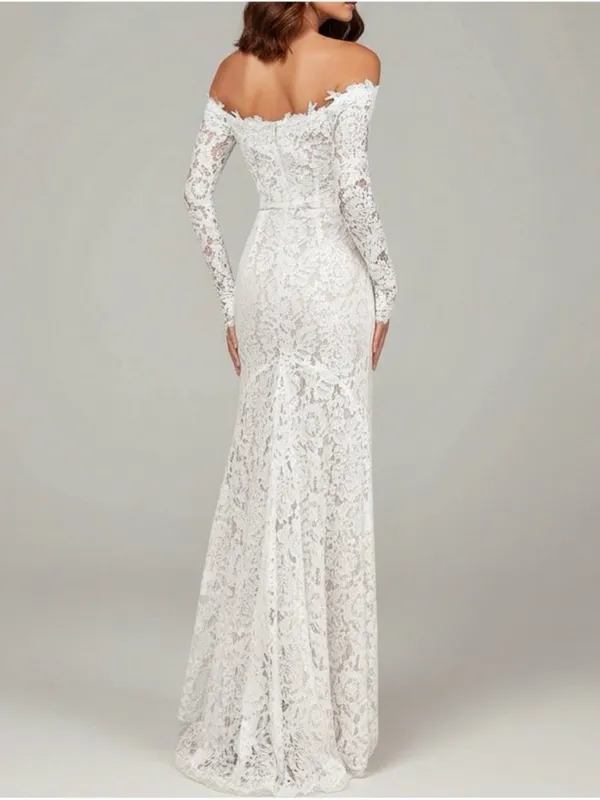 LULUS Romance Dreamer Lace Off-the-Shoulder Dress, White, Medium - Image 4