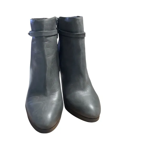Antonio Melani Gray Leather Suede Ankle Booties Heel Boots 9M - Image 3