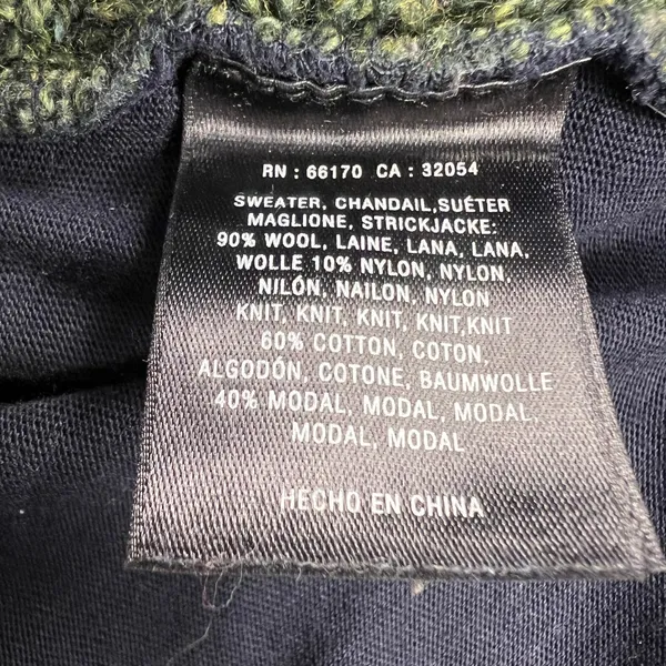 Pilcro and the Letterpress Dually Clad Wool Cable Knit Sweater Green/Navy Size L - Image 9