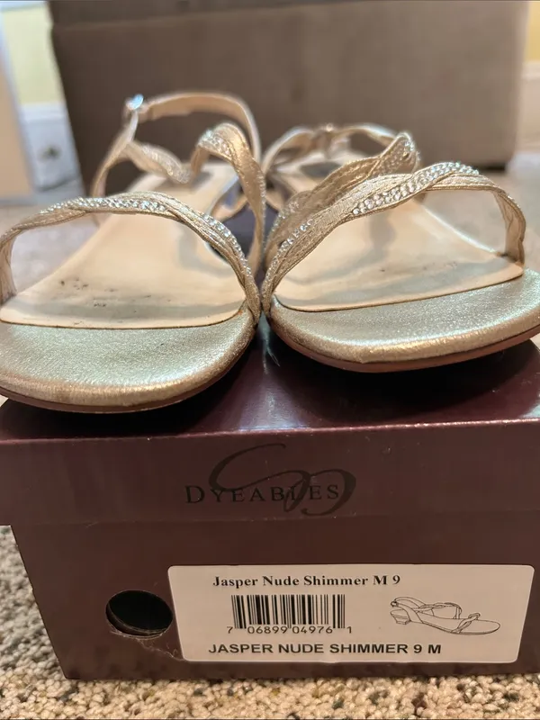 Dyeables Metallic Gold Women's Strappy Slingback Sandals - Image 2