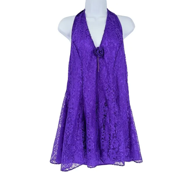 Vtg Y2K Fredericks of Hollywood Lace Babydoll Dress Sz 14 Whimsigoth HOCO USA - Image 2