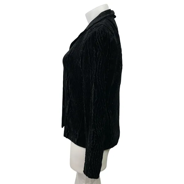 Sara Teabella Women's Black Velvet Velour Long Sleeve Button Down Shirt Top XL - Image 2
