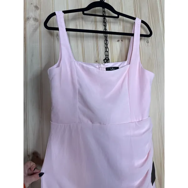NWT Lulus Glamorous Disposition Light Pink Ruched Maxi Dress Bridesmaid Size XL - Image 5
