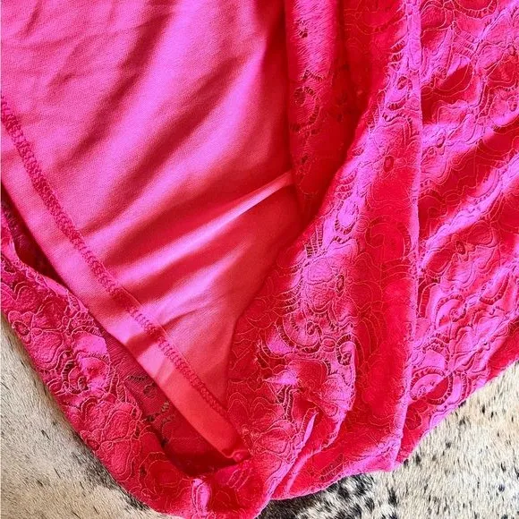 NSR Hot Pink Lace Midi Dress Sleeveless Lined Size‎ L NWOT - Image 11