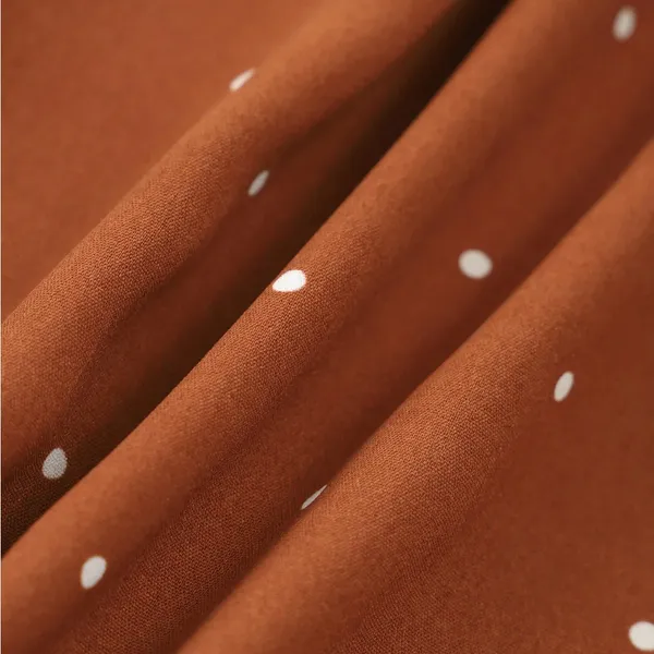 Rihoas Brown Polka Dot Pleated Midi Dress - Image 6