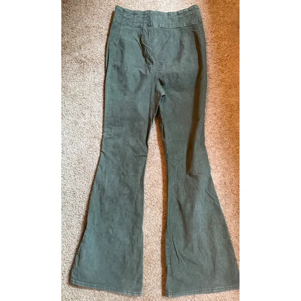 Free People We The Free Olive Green Corduroy Flare Pants Size 30 Flare - Image 2