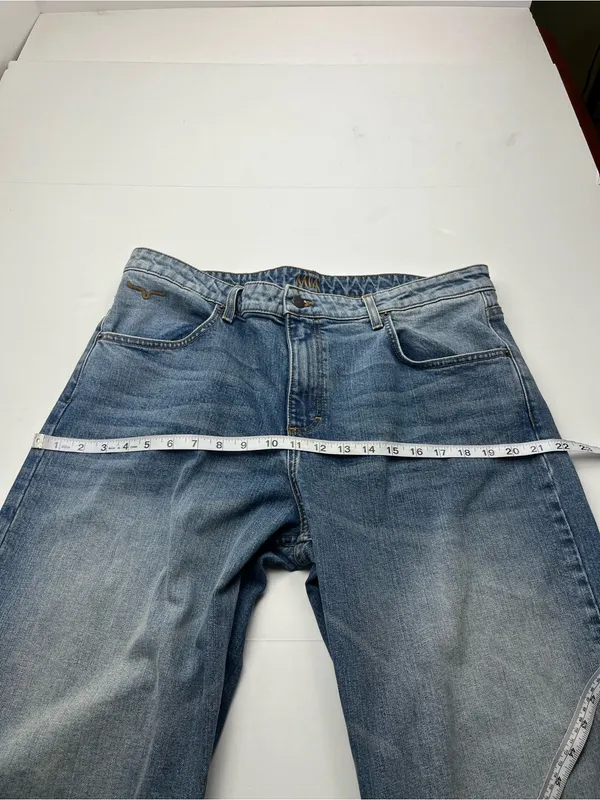 Kimes Ranch Mia 16 / 34 Blue Denim Jeans High Rise Relaxed Straight Leg Western - Image 8