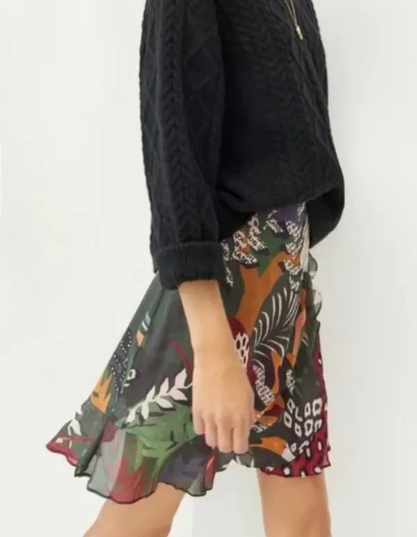 Farm Rio Mixed Prints Belen Wrap Mini Skirt, Size XS - Image 10