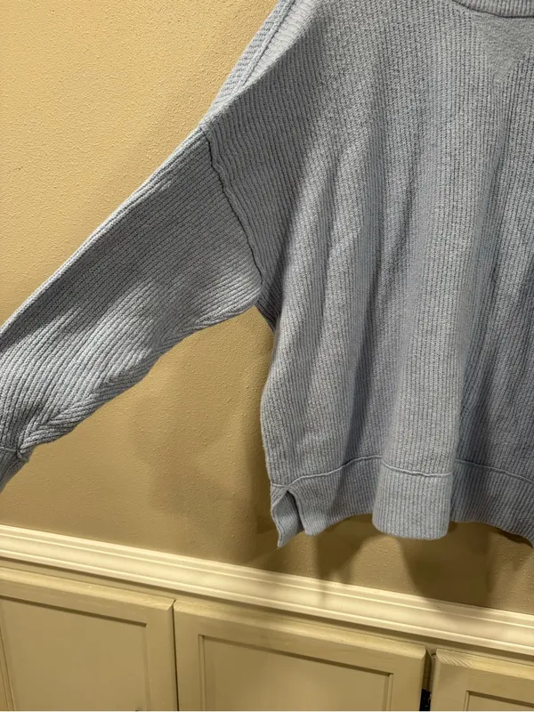 aerie Light Blue Ribbed Crewneck Sweater - Image 3