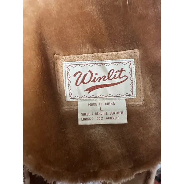 Winlit Leather Faux Fur Jacket Women L Brown Penny Lane indie Y2K Patchwork VTG - Image 7