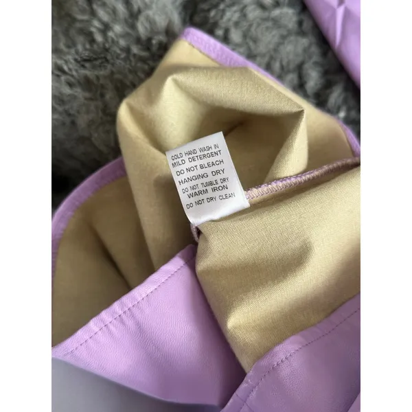 Karlie Lavender Faux Leather Puff Sleeve Top Medium Vegan Leather Blouse - Image 7