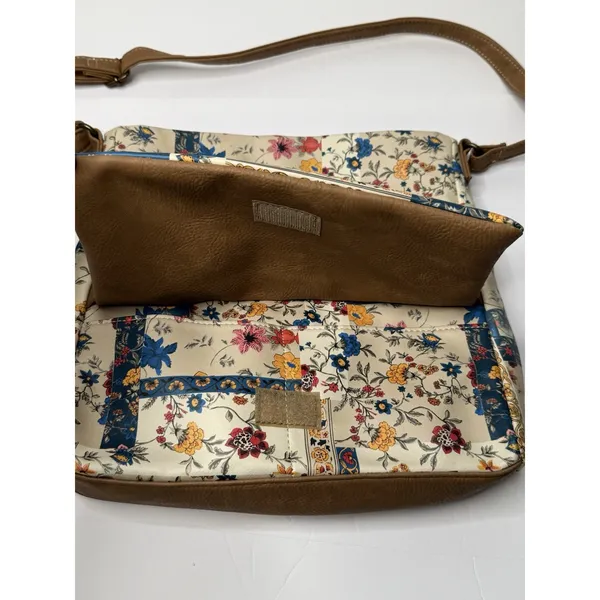 MultiSac Crossbody Bag Purse Floral Pockets Hippie Cottage Tan Boho Teacher Mom - Image 13