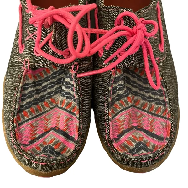 Twisted X Neon Pink Aztec Print Women’s 8.5M Boat Driving Mocs Loafers Shoes - Image 10