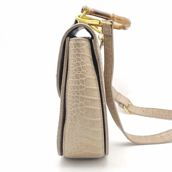 Fawn Design The Bamboo Shoulder Bag in Latte Faux Croc Purse Limited Edition NEW - Image 6