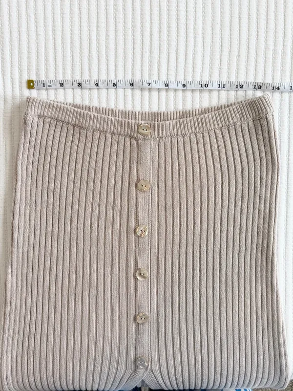 REVOLVE LPA Ribbed Knit Midi Skirt in Blush Beige with another of Pearl Buttons - Image 8