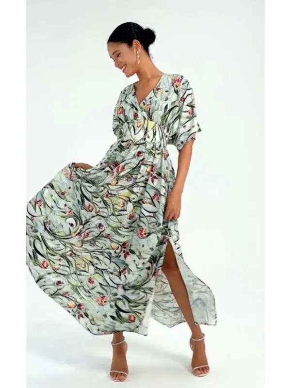 ADOR Light Blue Floral Maxi Dress M NEW - Image 5