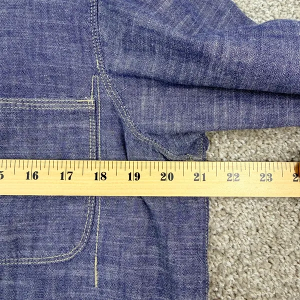 Madewell Chambray Button Down Shirt Size Large Blue Workwear Long Sleeve Cotton - Image 6