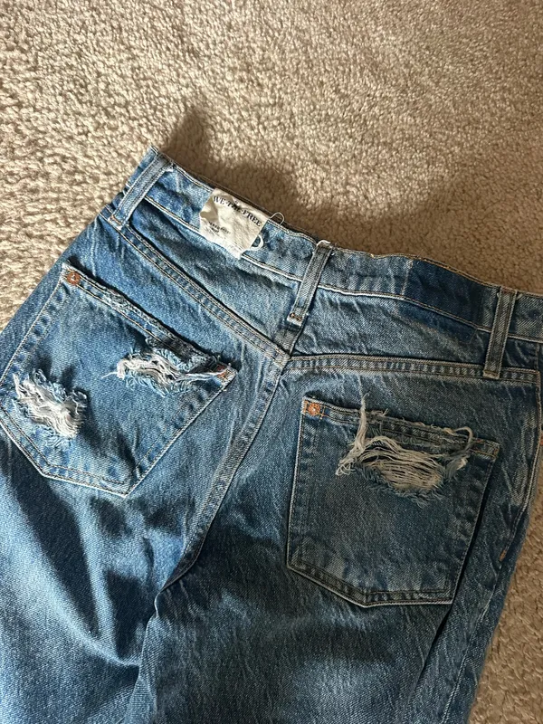 Free People Distressed Straight Leg Jeans - Image 5