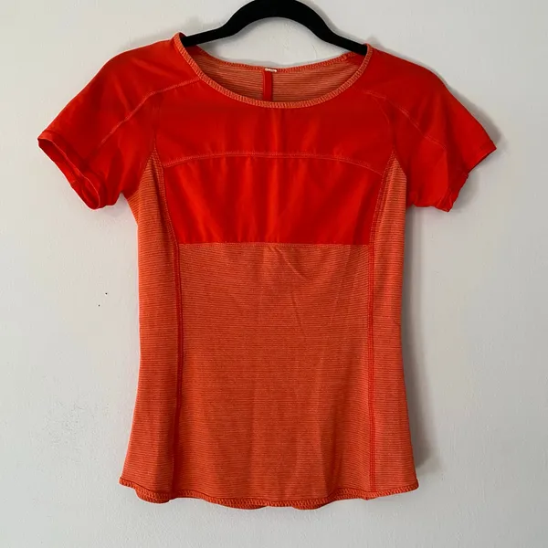 Lululemon Coral Orange Fast Track Short Sleeve Tee Athleisure Women's size 2 - Image 2