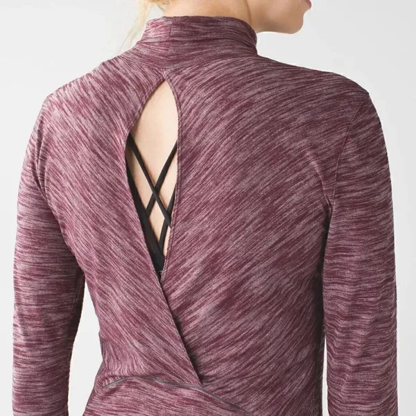 Lululemon &go Take-Off Long Sleeve Top Heathered Bordeaux Drama - Image 3