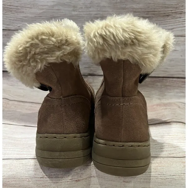Baretraps Boots Women’s Andee Winter Snow Beige Leather Zip Button Sherpa Size 6 - Image 4