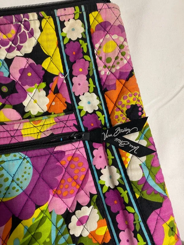 Vera Bradley Floral Quilted Crossbody Shoulder Bag Pink Purple Multicolor Zip - Image 3
