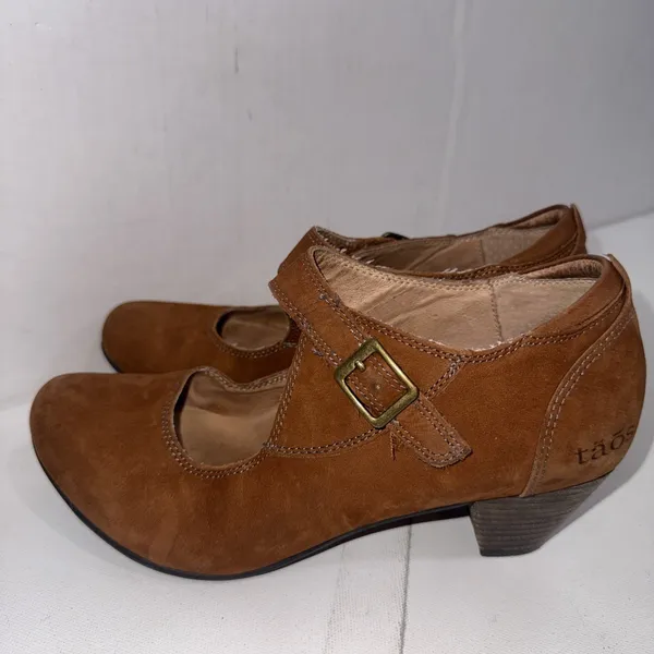 Taos‎ Stunner Brown Rustic Leather Mary Jane Clog Heel Bootie Pumps Shoes Size 7 - Image 13