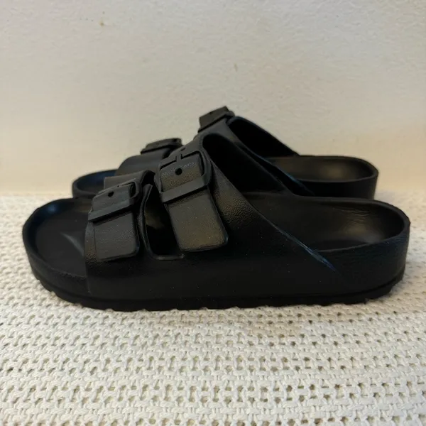 Women’s Black Adjustable Double Buckle Sandals Waterproof,Comfortable Flat Shoes - Image 8