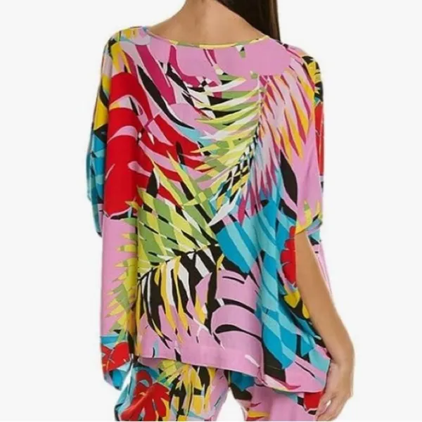 Natori Floral Print Bora Bora Short Sleeve Tunic Caftan Top NEW M - Image 3
