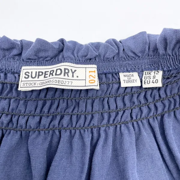 Superdry Womens Chambray Smocked Mini Dress Size 8 Preppy Coastal‎ Cottage - Image 9