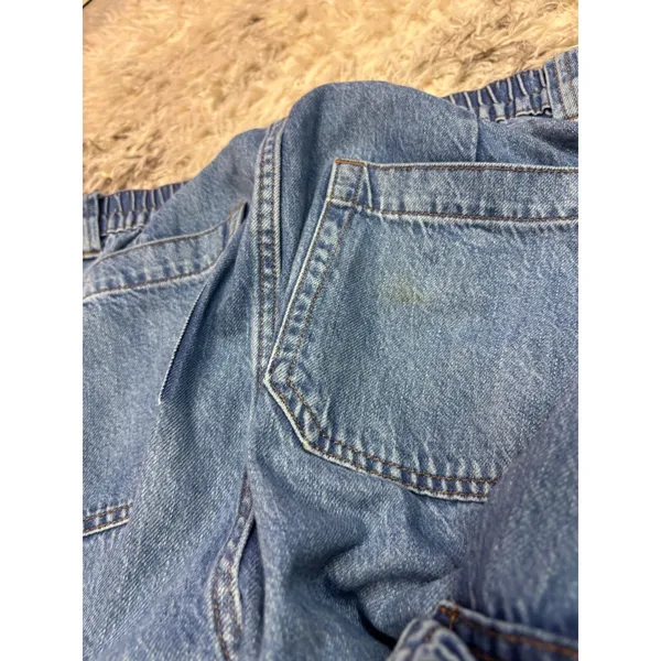 Aeropostale 90s Baggy Cargo Jeans Womens Large Blue Denim Elastic Waist Wide Leg - Image 5