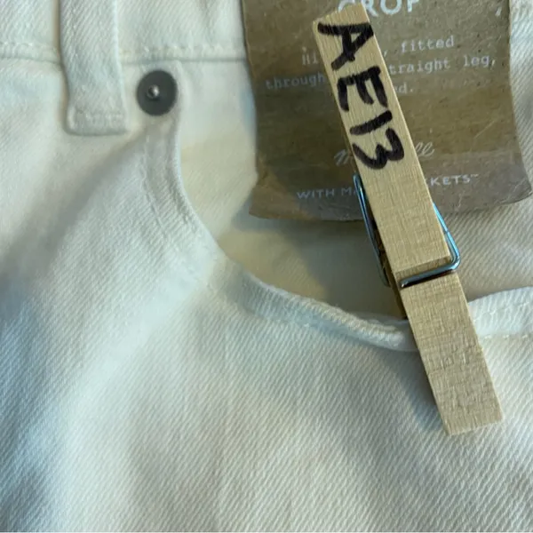 Madewell The '90s Straight‎ Crop Jeans Raw Hem in Tile White Size 23 NWT - Image 9